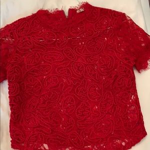 ZARA red lace top